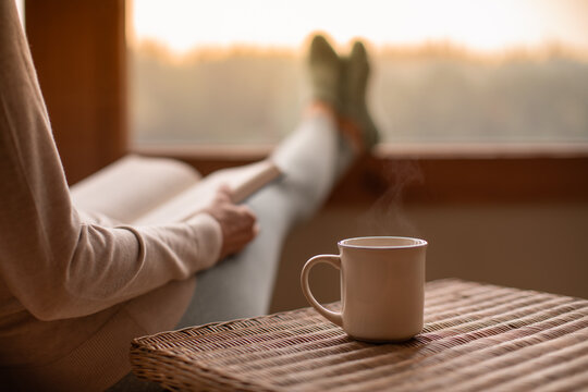 Peaceful journaling and reflection session with warm tea
